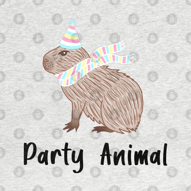 Party Animal Birthday Capybara Black Text by julieerindesigns